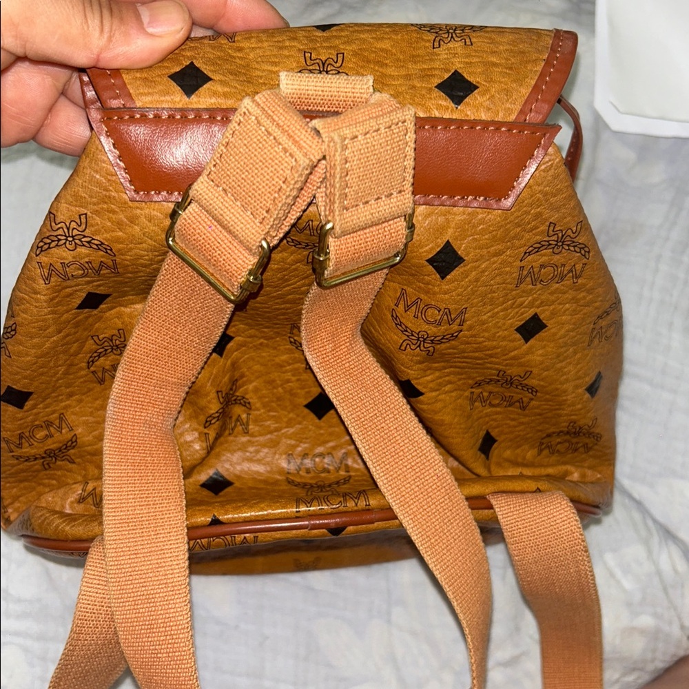 Mcm Tan Logo Pattern Backpack - image 5